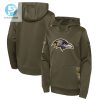 Baltimore Ravens Youth 2022 Salute To Service Performance Pullover Hoodie Olive Tgv stylepulseusa 1