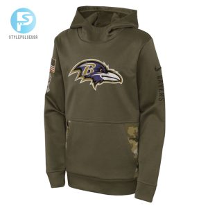 Baltimore Ravens Youth 2022 Salute To Service Performance Pullover Hoodie Olive Tgv stylepulseusa 1 3