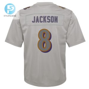 Lamar Jackson 8 Baltimore Ravens Youth Atmosphere Fashion Game Jersey Gray Tgv stylepulseusa 1 3