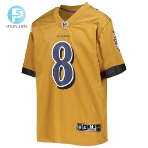 Lamar Jackson 8 Baltimore Ravens Youth Inverted Team Game Jersey Gold Tgv stylepulseusa 1 2