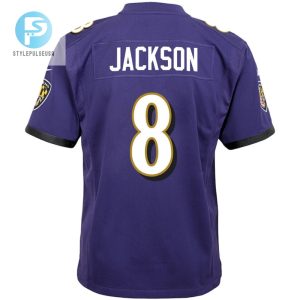 Lamar Jackson 8 Baltimore Ravens Youth Game Jersey Purple Tgv stylepulseusa 1 2