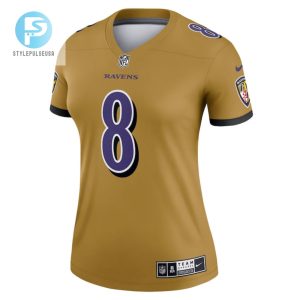 Lamar Jackson 8 Baltimore Ravens Womens Inverted Legend Jersey Gold Tgv stylepulseusa 1 2