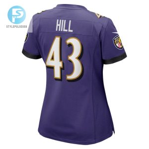 Justice Hill 43 Baltimore Ravens Womens Game Jersey Purple Tgv stylepulseusa 1 3