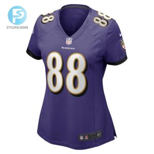 Charlie Kolar 88 Baltimore Ravens Womens Player Game Jersey Purple Tgv stylepulseusa 1 2