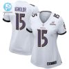 Nelson Agholor 15 Baltimore Ravens 2024 Divisional Patch Game Women Jersey White stylepulseusa 1