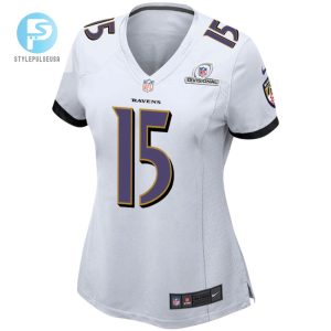 Nelson Agholor 15 Baltimore Ravens 2024 Divisional Patch Game Women Jersey White stylepulseusa 1 2