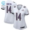 Kyle Hamilton 14 Baltimore Ravens 2024 Divisional Patch Game Women Jersey White stylepulseusa 1