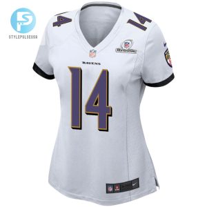 Kyle Hamilton 14 Baltimore Ravens 2024 Divisional Patch Game Women Jersey White stylepulseusa 1 2