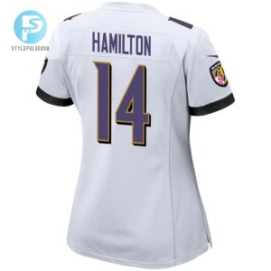 Kyle Hamilton 14 Baltimore Ravens 2024 Divisional Patch Game Women Jersey White stylepulseusa 1 3