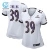 Tre Swilling 39 Baltimore Ravens 2024 Divisional Patch Game Women Jersey White stylepulseusa 1