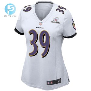 Tre Swilling 39 Baltimore Ravens 2024 Divisional Patch Game Women Jersey White stylepulseusa 1 2