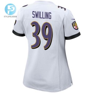 Tre Swilling 39 Baltimore Ravens 2024 Divisional Patch Game Women Jersey White stylepulseusa 1 3