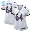 Tyler Linderbaum 64 Baltimore Ravens 2024 Divisional Patch Game Women Jersey White stylepulseusa 1