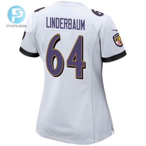 Tyler Linderbaum 64 Baltimore Ravens 2024 Divisional Patch Game Women Jersey White stylepulseusa 1 3