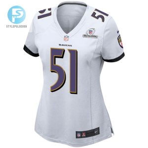 Josh Ross 51 Baltimore Ravens 2024 Divisional Patch Game Women Jersey White stylepulseusa 1 2