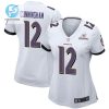 Malik Cunningham 12 Baltimore Ravens 2024 Divisional Patch Game Women Jersey White stylepulseusa 1