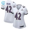 Patrick Ricard 42 Baltimore Ravens 2024 Divisional Patch Game Women Jersey White stylepulseusa 1