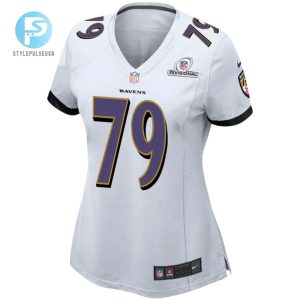 Ronnie Stanley 79 Baltimore Ravens 2024 Divisional Patch Game Women Jersey White stylepulseusa 1 2