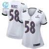 Michael Pierce 58 Baltimore Ravens 2024 Divisional Patch Game Women Jersey White stylepulseusa 1