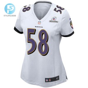 Michael Pierce 58 Baltimore Ravens 2024 Divisional Patch Game Women Jersey White stylepulseusa 1 2