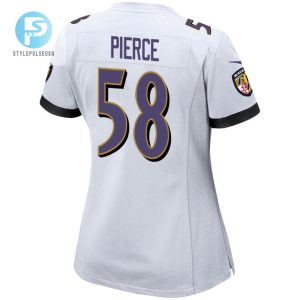 Michael Pierce 58 Baltimore Ravens 2024 Divisional Patch Game Women Jersey White stylepulseusa 1 3