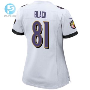 Tarik Black 81 Baltimore Ravens 2024 Divisional Patch Game Women Jersey White stylepulseusa 1 3