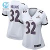 Marcus Williams 32 Baltimore Ravens 2024 Divisional Patch Game Women Jersey White stylepulseusa 1