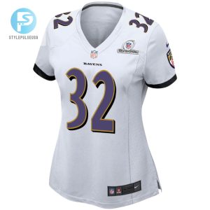 Marcus Williams 32 Baltimore Ravens 2024 Divisional Patch Game Women Jersey White stylepulseusa 1 2