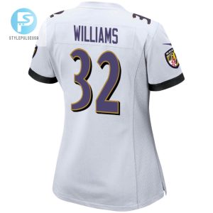 Marcus Williams 32 Baltimore Ravens 2024 Divisional Patch Game Women Jersey White stylepulseusa 1 3