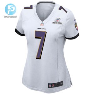 Rashod Bateman 7 Baltimore Ravens 2024 Divisional Patch Game Women Jersey White stylepulseusa 1 2