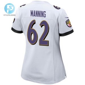 Tashawn Manning 62 Baltimore Ravens 2024 Divisional Patch Game Women Jersey White stylepulseusa 1 3