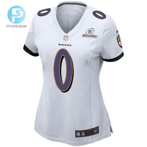 Roquan Smith 0 Baltimore Ravens 2024 Divisional Patch Game Women Jersey White stylepulseusa 1 2