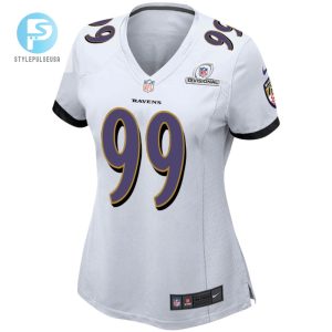 Odafe Oweh 99 Baltimore Ravens 2024 Divisional Patch Game Women Jersey White stylepulseusa 1 2