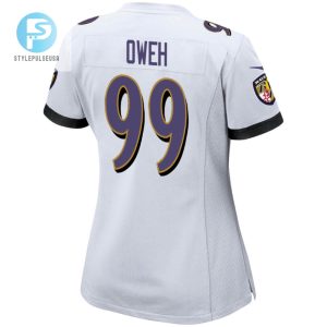 Odafe Oweh 99 Baltimore Ravens 2024 Divisional Patch Game Women Jersey White stylepulseusa 1 3