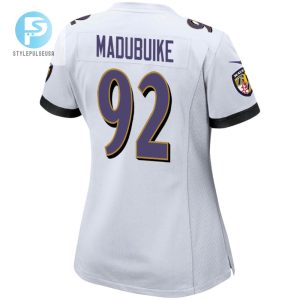 Justin Madubuike 92 Baltimore Ravens 2024 Divisional Patch Game Women Jersey White stylepulseusa 1 3