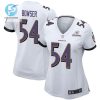 Tyus Bowser 54 Baltimore Ravens 2024 Divisional Patch Game Women Jersey White stylepulseusa 1