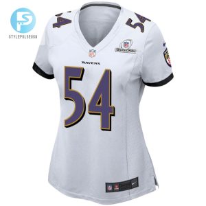 Tyus Bowser 54 Baltimore Ravens 2024 Divisional Patch Game Women Jersey White stylepulseusa 1 2