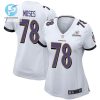 Morgan Moses 78 Baltimore Ravens 2024 Divisional Patch Game Women Jersey White stylepulseusa 1