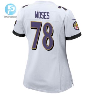 Morgan Moses 78 Baltimore Ravens 2024 Divisional Patch Game Women Jersey White stylepulseusa 1 3