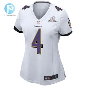 Zay Flowers 4 Baltimore Ravens 2024 Divisional Patch Game Women Jersey White stylepulseusa 1 2