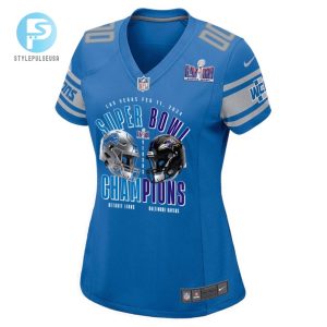 Detroit Lions Vs. Baltimore Ravens Super Bowl Lviii Matchup Game Custom Women Jersey Blue stylepulseusa 1 2