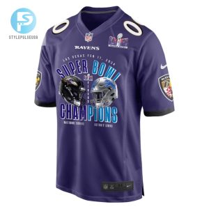 Baltimore Ravens Vs. Detroit Lions Super Bowl Lviii Matchup Game Custom Men Jersey Purple stylepulseusa 1 2