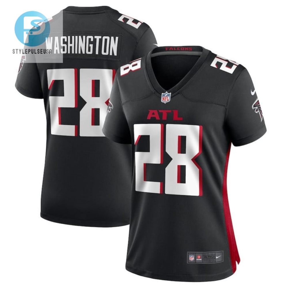 Carlos Washington 28 Atlanta Falcons Women Game Jersey Black stylepulseusa 1