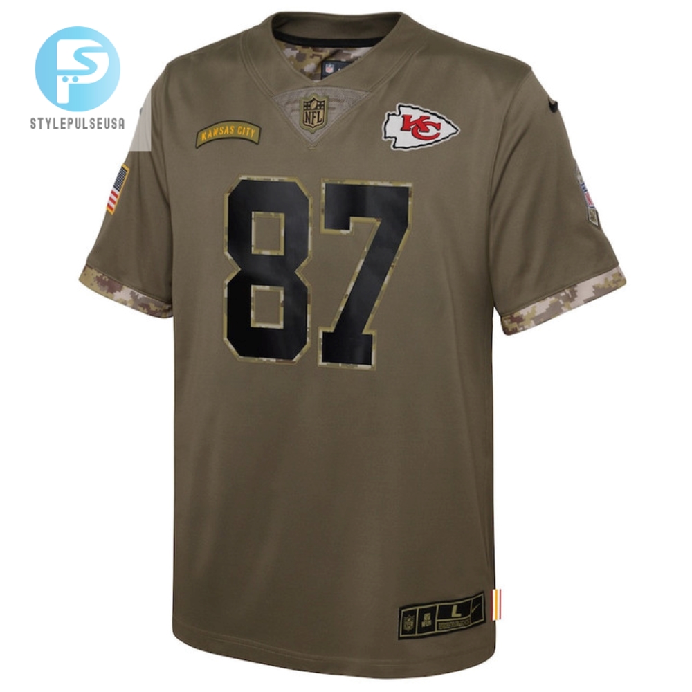 Travis Kelce Kansas City Chiefs 2022 Salute To Service Player Limited Jersey  Olive 