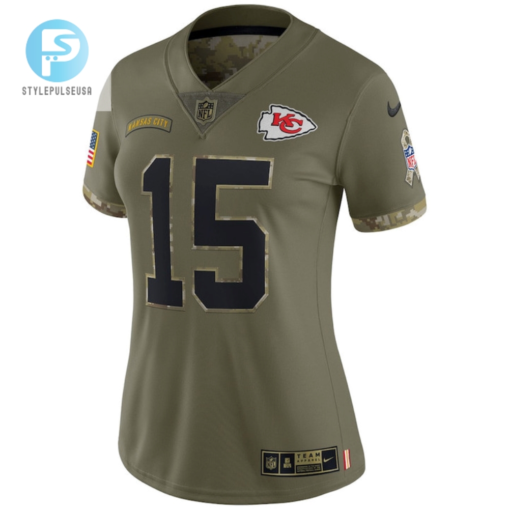 Patrick Mahomes Kansas City Chiefs Womens 2022 Salute To Service Limited Jersey  Olive 