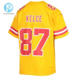 Travis Kelce 87 Kansas City Chiefs Youth Inverted Team Game Jersey Gold stylepulseusa 1 2