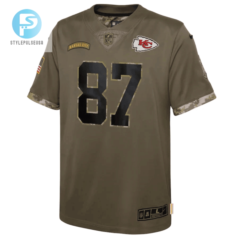Travis Kelce Kansas City Chiefs Youth 2022 Salute To Service Player Limited Jersey 