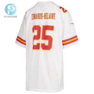 Clyde Edwardshelaire Kansas City Chiefs Youth Game Jersey White stylepulseusa 1 2