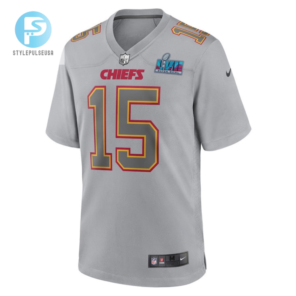 Patrick Mahomes 15 Kansas City Chiefs Super Bowl Lvii Patch Atmosphere Fashion Game Jersey  Gray 
