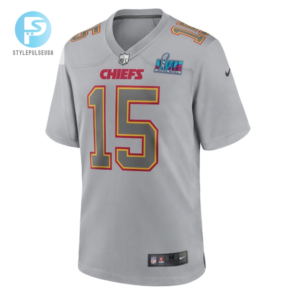 Patrick Mahomes 15 Kansas City Chiefs Youth Super Bowl Lvii Patch Atmosphere Fashion Game Jersey  Gray 